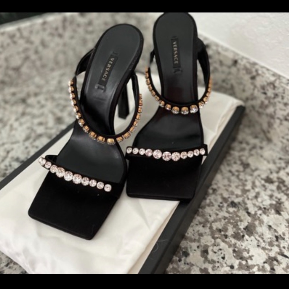 Versace rhinestone embellished mule